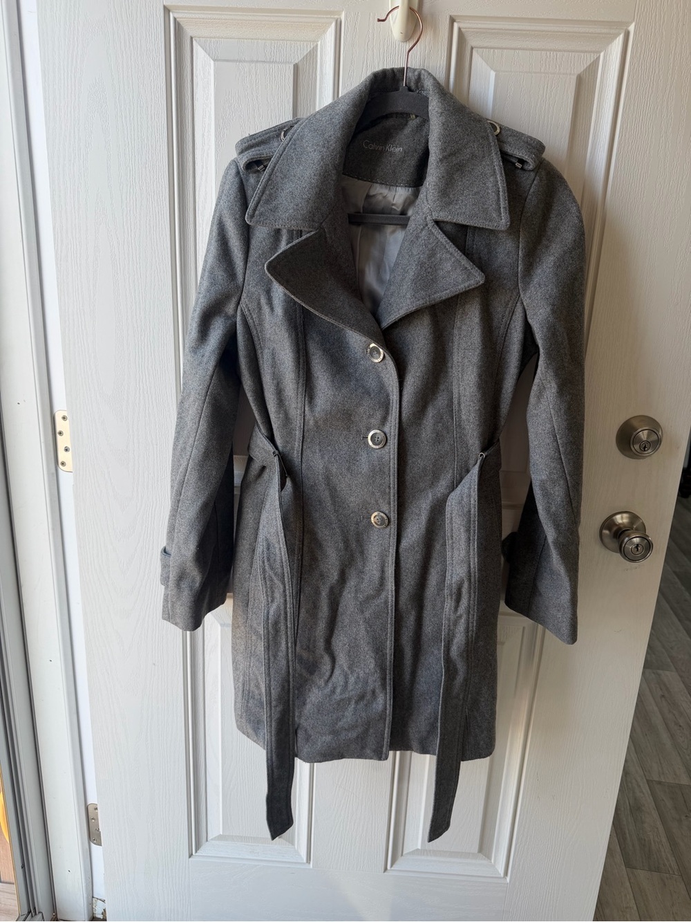 Calvin Klein Women's Gray Belted Trench Coat